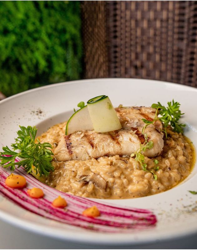 Risotto de Hongos con pesca del día